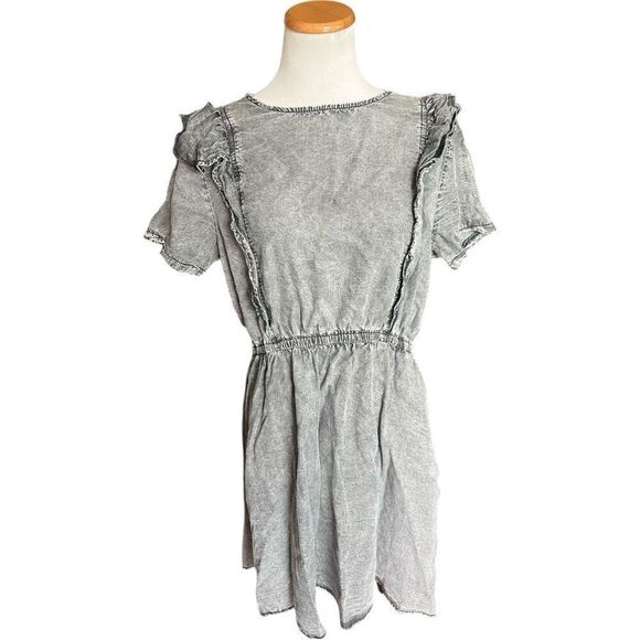 Womens Doe & Rae Boutique Black Mineral Washed Denim Dress - Sz L - Picture 2 of 2